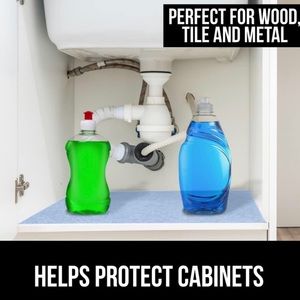 Gorilla Grip Quick Dry Waterproof Under Sink Mat Liner, 24x24, Pink.